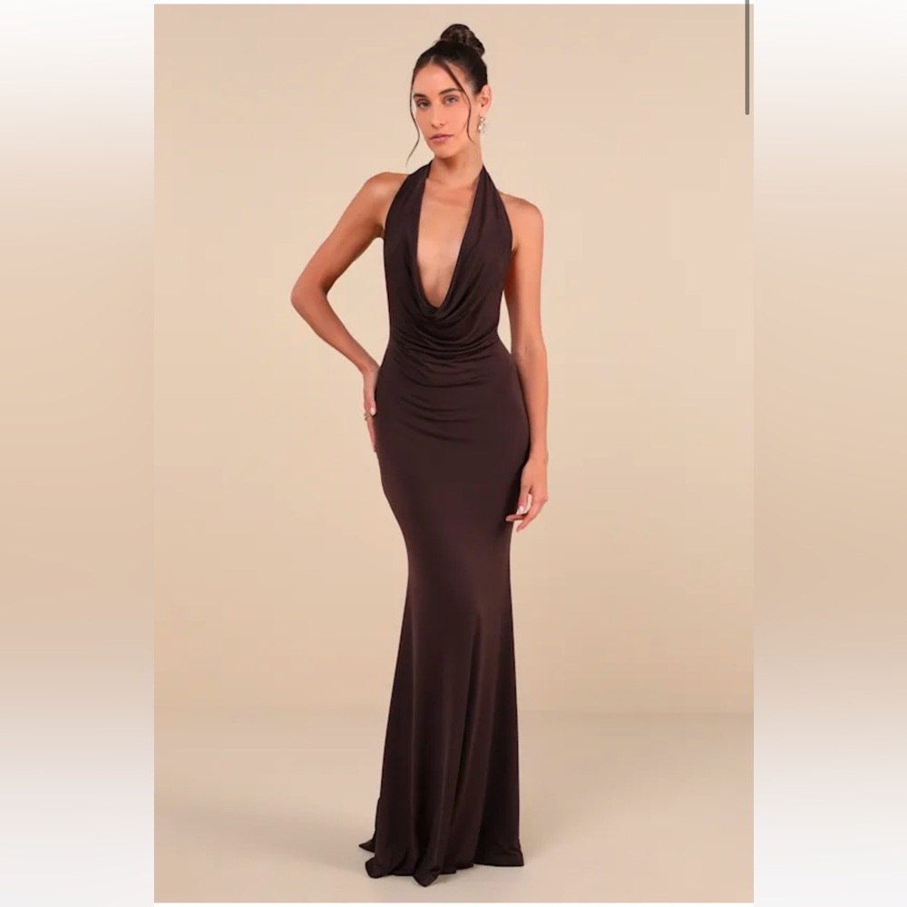 Cowl Neck Halter Maxi Dress
